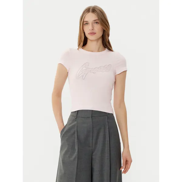 Guess Guess T-shirt W5RI68KA0H1 Ružičasta Slim Fit