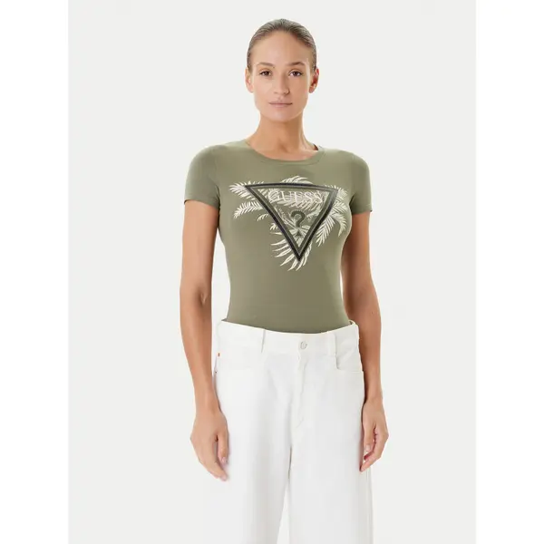 Guess Guess T-shirt W5YI13 J1314 Kaki Regular Fit