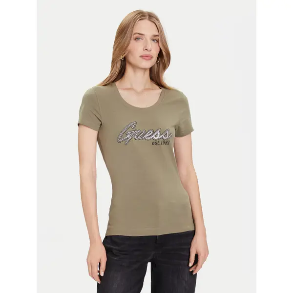 Guess Guess T-shirt W5YI16 J1314 Zelena Regular Fit