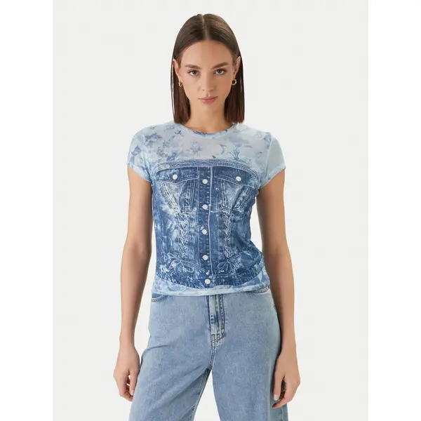 Guess Guess T-shirt W6GI44 K3614 Plava Regular Fit