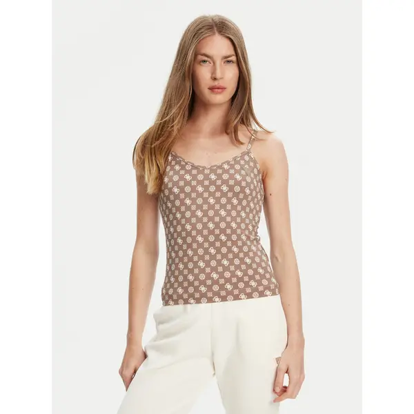 Guess Guess Top V5YP11 MC03W Smeđa Slim Fit