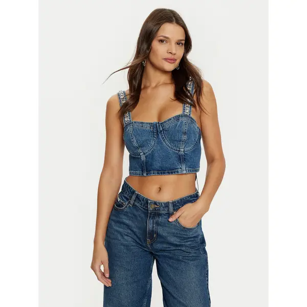 Guess Guess Top W5RH03 D5ACC Tamnoplava Slim Fit