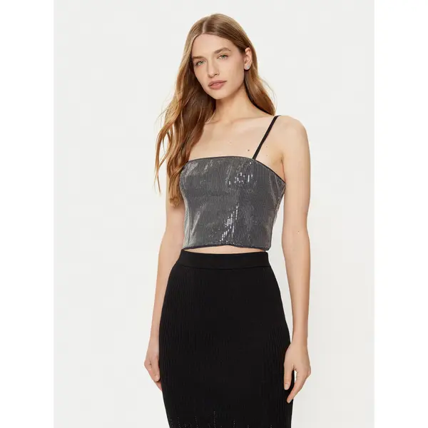 Guess Guess Top W5RH0G WGX40 Srebrna Slim Fit