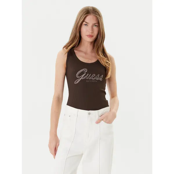 Guess Guess Top W5YP00 KCXJ2 Smeđa Regular Fit