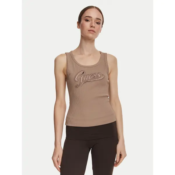 Guess Guess Top W6YP30 K4380 Svijetlo smeđa Slim Fit