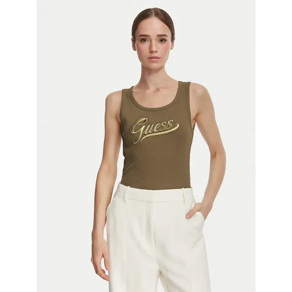 Guess Guess Top W6YP30 K4380 Tamno zelena Slim Fit