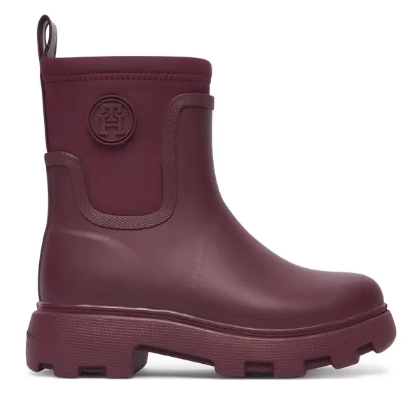 Tommy Hilfiger Gumene čizme Tommy Hilfiger Th Stamp Warm Ankle Rain Boot FW0FW09544 Tamnocrvena