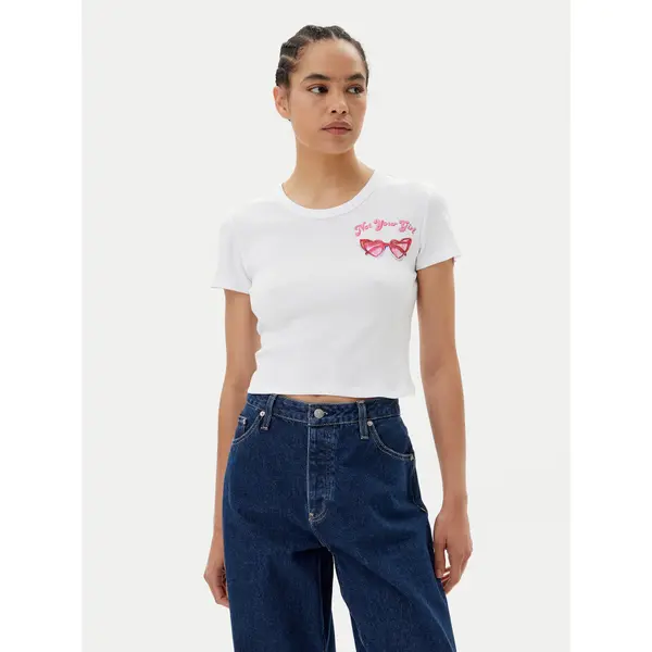 HUGO HUGO T-shirt Delanor_2 50539132 Bijela Cropped Fit