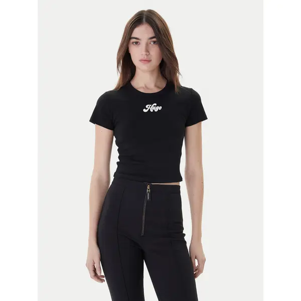 HUGO HUGO T-shirt Delanor_2 50539132 Crna Cropped Fit