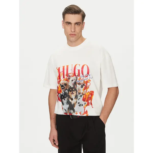 HUGO HUGO T-shirt Dugie 50538259 Écru Oversize