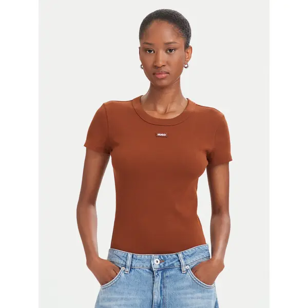 HUGO HUGO T-shirt Easy 50523924 Smeđa Slim Fit