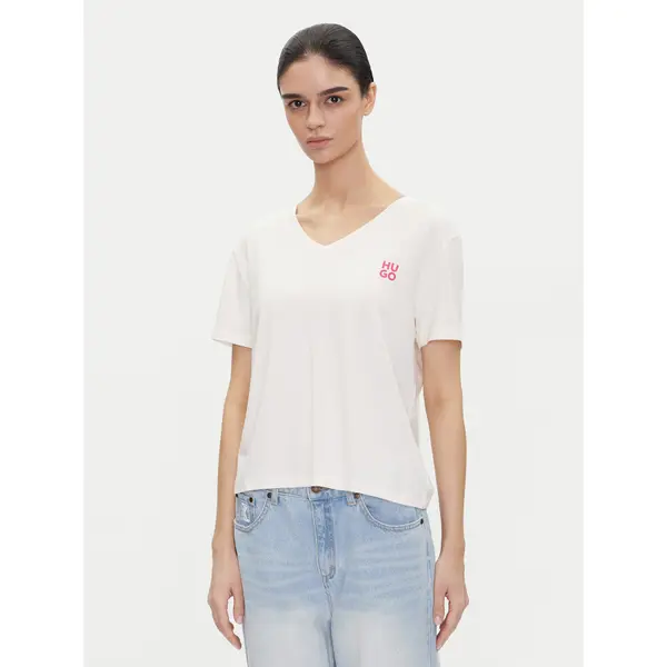 HUGO HUGO T-shirt Nika_T-Shirt 50540046 Écru Regular Fit