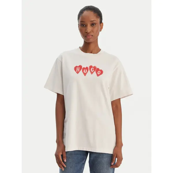 HUGO HUGO T-shirt Vintage 50561164 Krem Relaxed Fit
