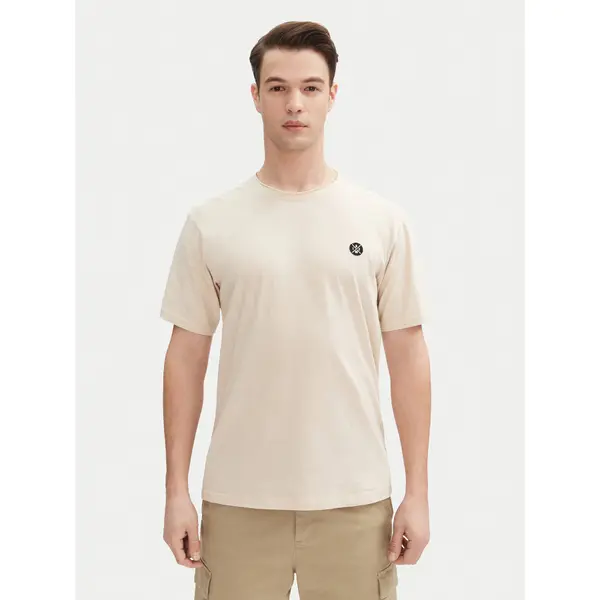 INDICODE INDICODE T-shirt Carlsin 41-121 Bež Regular Fit