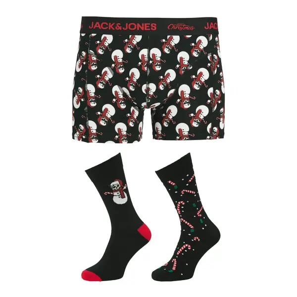 jack & jones Jack & Jones Set bokserice i čarape Snow Skulls Giftbox 12285138 Crna