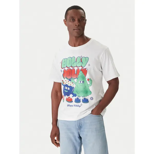 jack & jones Jack & Jones T-shirt Holiday Cartoon 12287550 Bijela Relaxed Fit