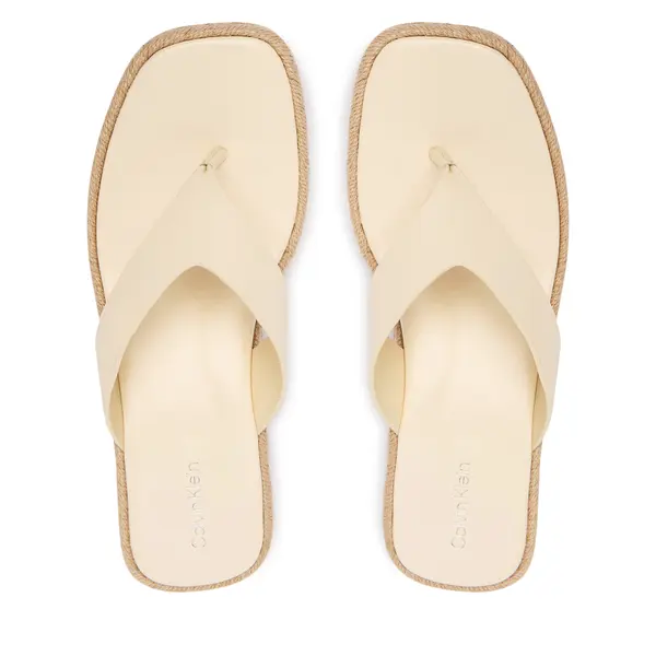 Calvin Klein Japanke Calvin Klein Block Heel Espa 50 Thong Lth HW0HW02902 Bež