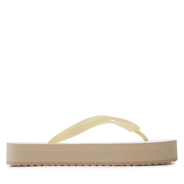 Calvin Klein Jeans Japanke Calvin Klein Jeans Beach Sandal Flatform Monologo YW0YW01617 Eggshell/White 01N