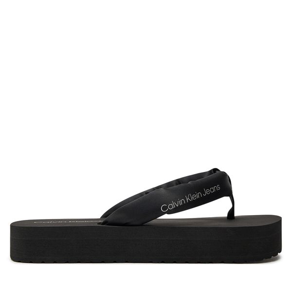Calvin Klein Jeans Japanke Calvin Klein Jeans Beach Sandal Flatform Padded Ny YW0YW01400 Black/Reflective Silver 0GN