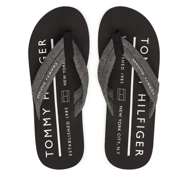 Tommy Hilfiger Japanke Tommy Hilfiger Hilfiger Chambray Beach Sandal FM0FM05751 Siva