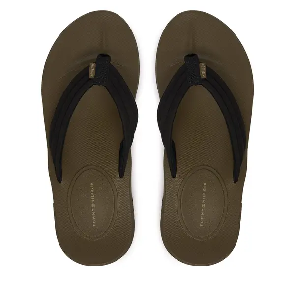 Tommy Hilfiger Japanke Tommy Hilfiger Molded Hilfiger Lth Beach Sandal FM0FM05802 Crna