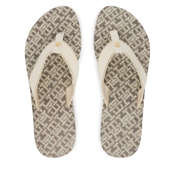 Tommy Hilfiger Japanke Tommy Hilfiger Monogram Mid Wedge Sandal FW0FW09419 Krem
