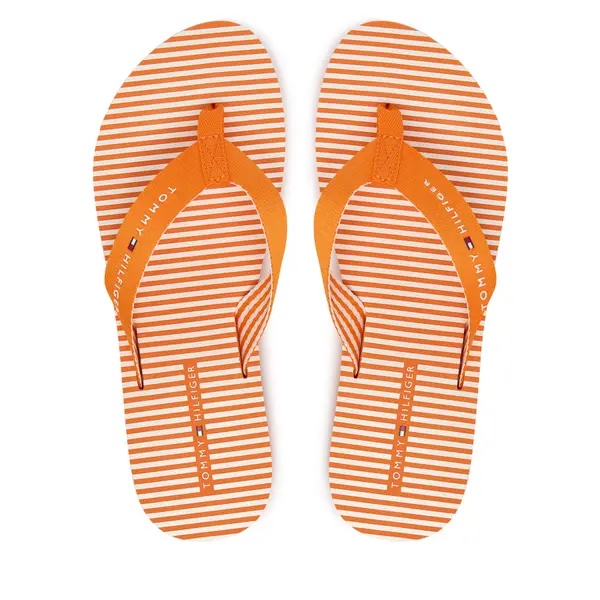 Tommy Hilfiger Japanke Tommy Hilfiger Th Ithaca Stripe Summer Sandal FW0FW09192 Narančasta
