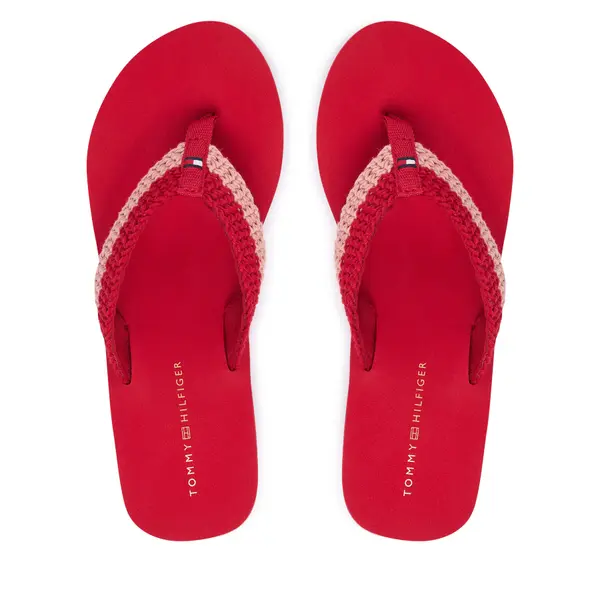 Tommy Hilfiger Japanke Tommy Hilfiger Th Wedge Crochet Summer Sandal FW0FW09420 Crvena