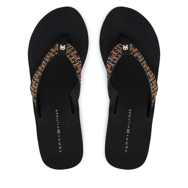 Tommy Hilfiger Japanke Tommy Hilfiger Wedge Summer Sandal Mono FW0FW09698 Crna