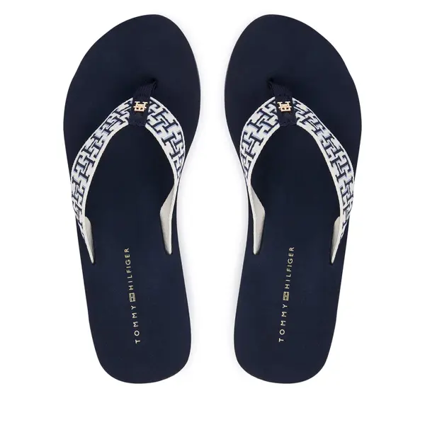 Tommy Hilfiger Japanke Tommy Hilfiger Wedge Summer Sandal Mono FW0FW09698 Tamnoplava