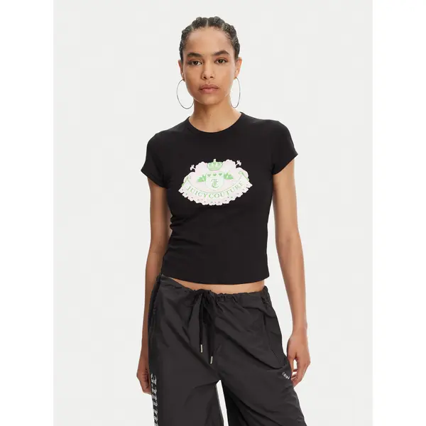 Juicy Couture Juicy Couture T-shirt Hibiscus JCGCT125041 Crna Slim Fit