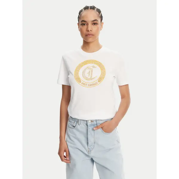 Just Cavalli Just Cavalli T-shirt 78PAHE13 Bijela Regular Fit