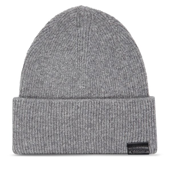Calvin Klein Kapa Calvin Klein Leather Patch Docker Beanie K50K510978 Ghost Gray PCD