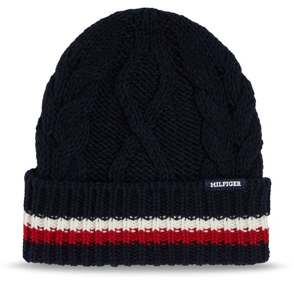 Tommy Hilfiger Kapa Tommy Hilfiger Monotype Chunky Knit Beanie AM0AM11506 Space Blue DW6
