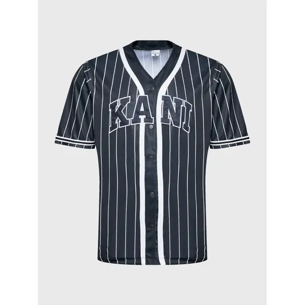 Karl Kani Karl Kani T-shirt Serif Pinstripe Baseball 6033360 Crna Relaxed Fit