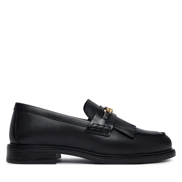 Tommy Hilfiger Loaferice Tommy Hilfiger Th Chain Fringe Leather Loafer FW0FW09668 Crna