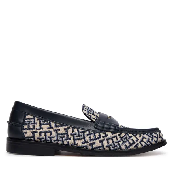 Tommy Hilfiger Loaferice Tommy Hilfiger Th Monogram Penny Bar Loafer FW0FW09537 Tamnoplava