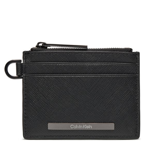 Calvin Klein Mali muški novčanik Calvin Klein Modern Bar Cardholder 4Cc W/Zip K50K511670 Ck Black Saffiano BEH