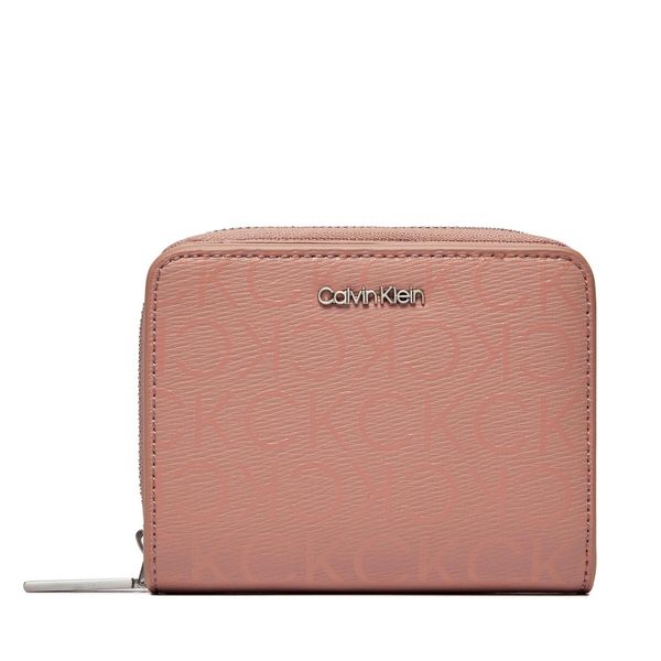 Calvin Klein Mali ženski novčanik Calvin Klein Ck Must Z/A Wllt Flp Md Epi Mono K60K609996 Ash Rose Mono VB8