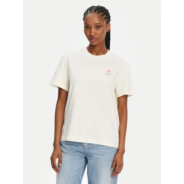mustang Mustang T-shirt Floris 1016141 Écru Relaxed Fit