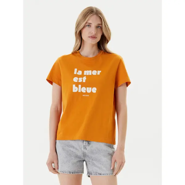 mustang Mustang T-shirt Floris 1016157 Narančasta Relaxed Fit