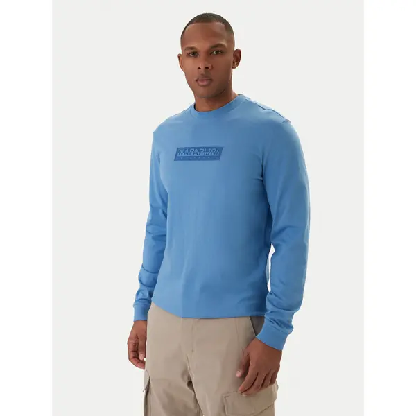 Napapijri Napapijri Majica dugih rukava S-Box Logo NP0A8BC5 Plava Regular Fit