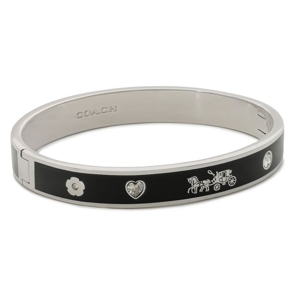 Coach Narukvica Coach Enamel Horse & Carriage Hinged Bangle Bracelet 37479035RHO003 Srebrna