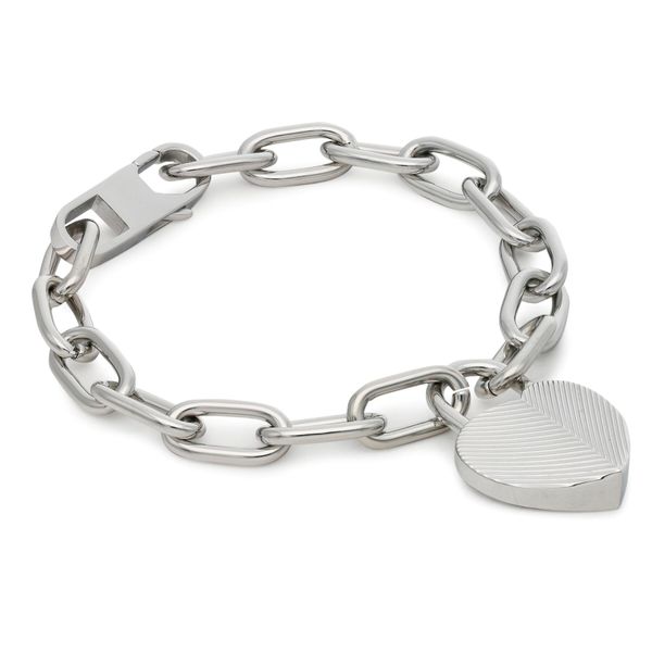 Fossil Narukvica Fossil Harlow Linear Texture Heart JF04659040 Silver