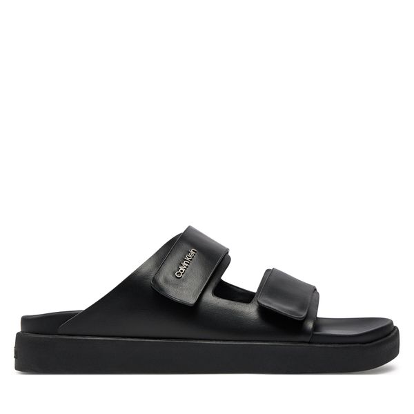 Calvin Klein Natikače Calvin Klein Flat Adj Slide Calvin Mtl Lth HW0HW01954 Black BEH