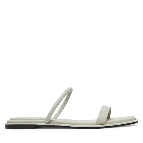 Calvin Klein Natikače Calvin Klein Flat Sandal Squared 2-Bar Lth HW0HW02532 Écru