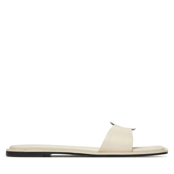 Calvin Klein Natikače Calvin Klein Flat Slide W/Ck Hw Big - Lth HW0HW02482 Écru