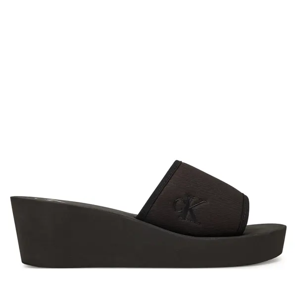 Calvin Klein Jeans Natikače Calvin Klein Jeans Beach Wedge Slide Canvas YW0YW01725 Crna