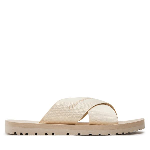 Calvin Klein Jeans Natikače Calvin Klein Jeans Cross Sandal Slipon Rp In Btw YM0YM00942 Creamy White/Eggshell 0GI