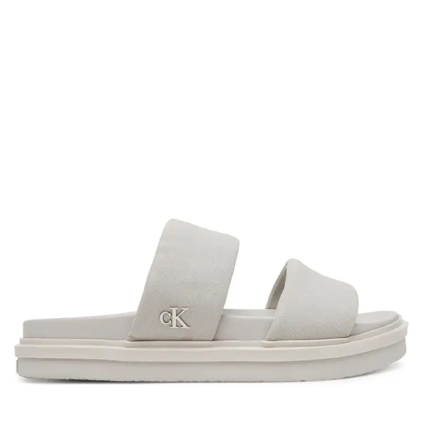 Calvin Klein Jeans Natikače Calvin Klein Jeans Flat Molded Dbl Bar Sandal Cv YM0YM01222 Siva